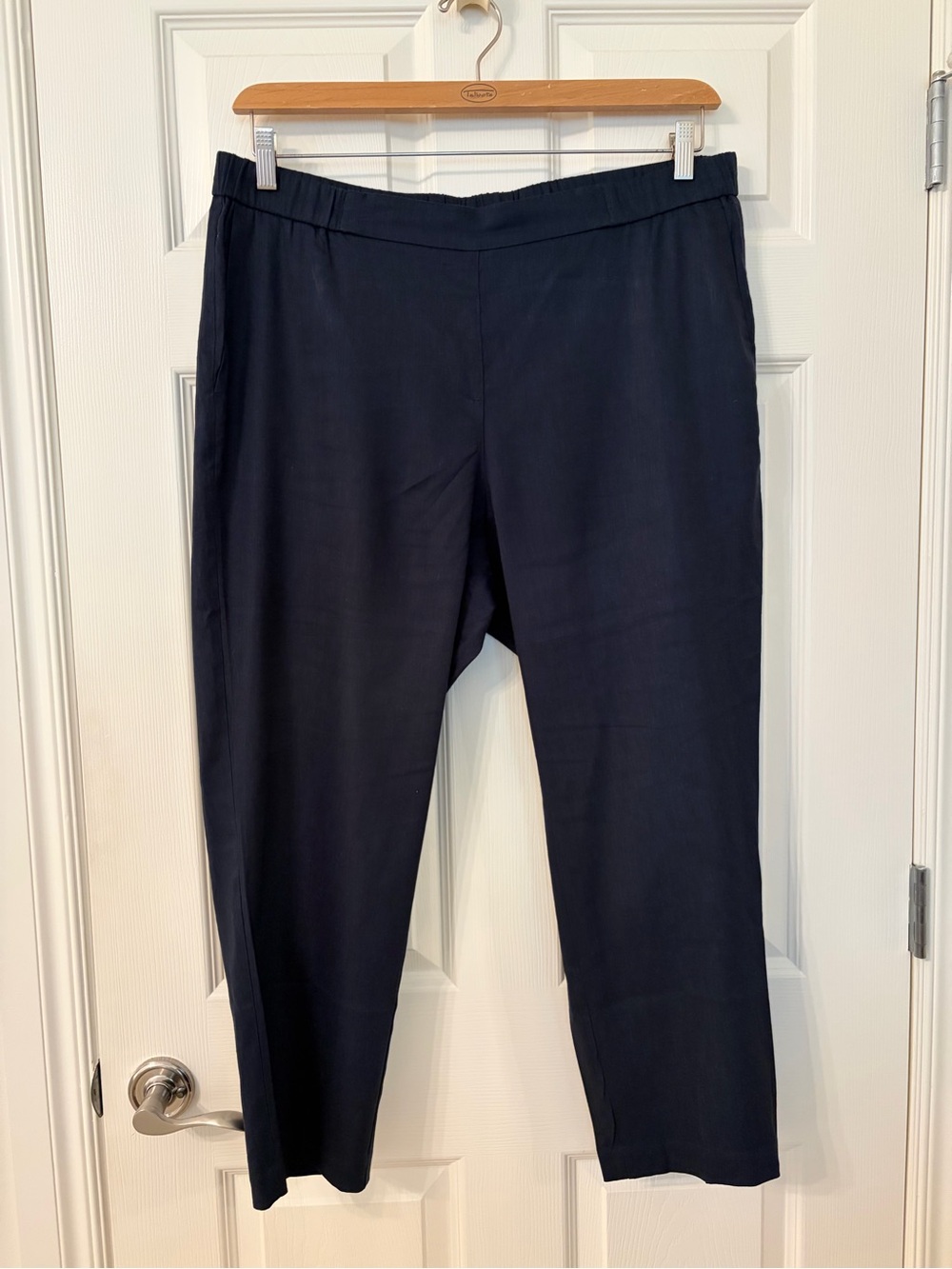 J. Jill Navy Linen Ankle Straight-Leg Pants
